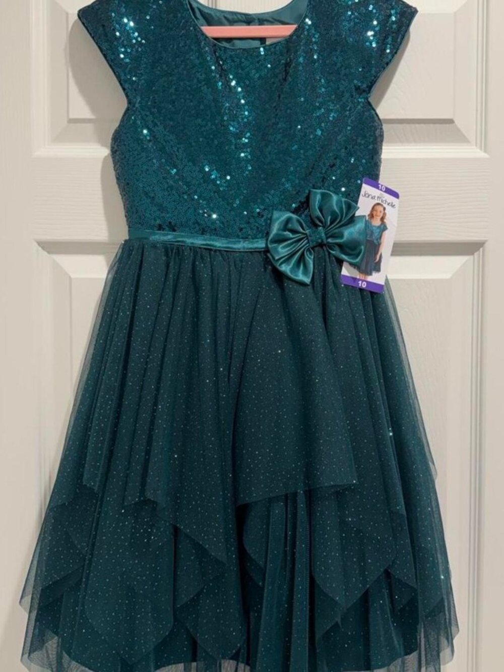 NEW Jona Michelle Big Girls Dark Green Sparkling Sequin Fanciful Dress